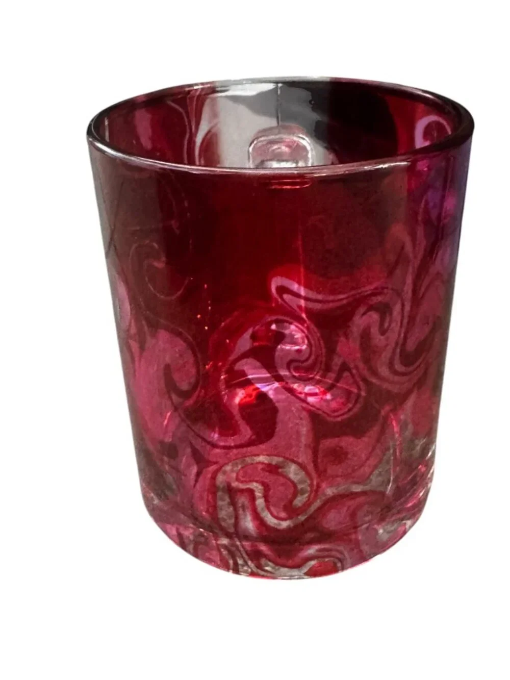 Red Swirl Glass Mug, 11 oz